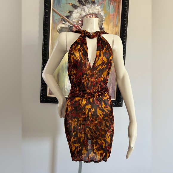 Jean Paul Gaultier S/S 2005 Tortoiseshell Print Halter Mini Dress – Runway Piece - Picture 10 of 17